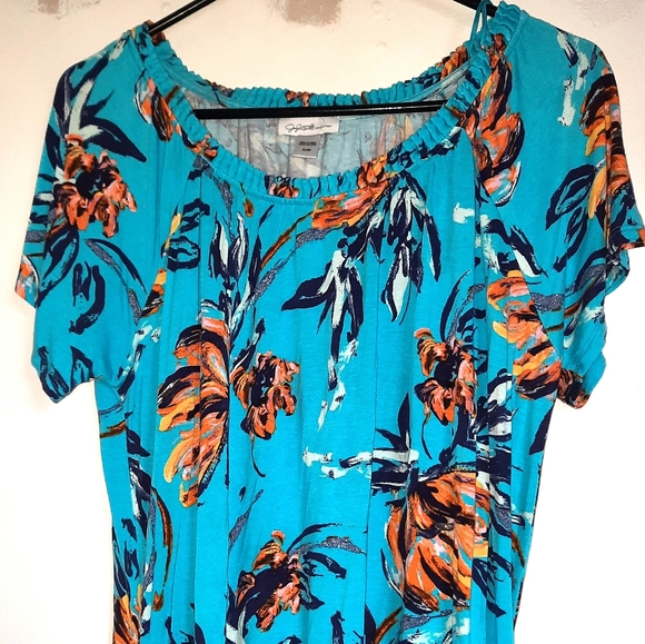💙🏵 Jaclyn Smith Collection Women's XL Blue Floral Blouse🏵💙 - Picture 4 of 6